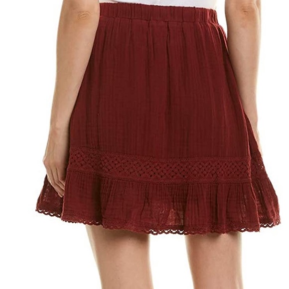 Michael Stars Double Gauze Peasant Skirt with Chic Lace Trim - Picture 3 of 6